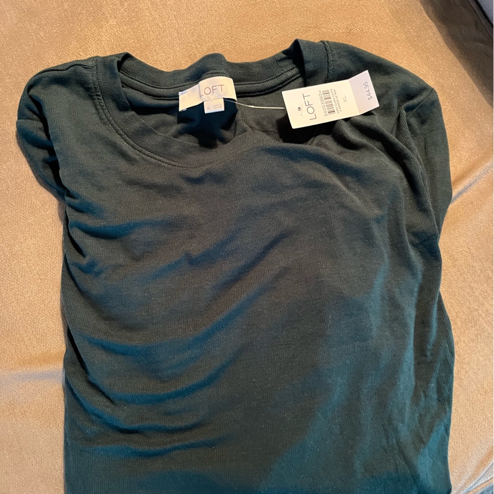 LoftLongLift sleeve knit blend top. Loft. Size XL. Green jersey - Picture 4 of 4